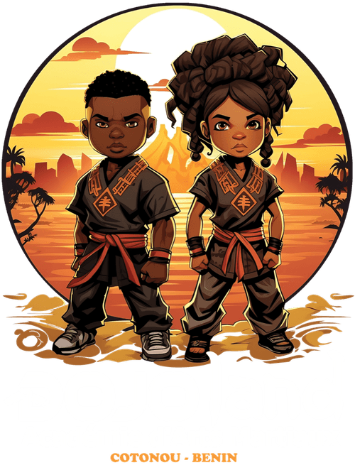 Mascotte DojoLand, jeunes athlètes de Cotonou